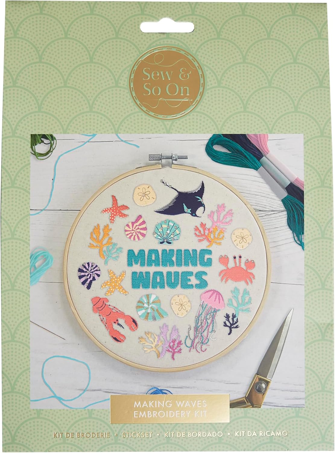 Embroidery Sewing Craft Stitch Kit Waves