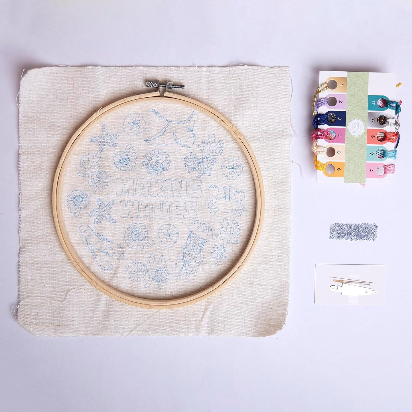Embroidery Sewing Craft Stitch Kit Waves