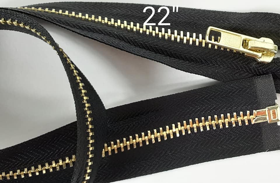 Brass Open End Zip 22" Black