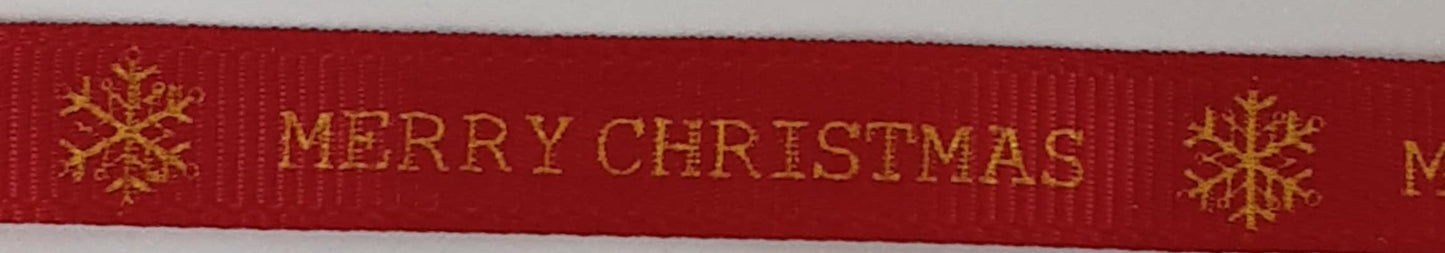 Christmas Ribbon: Grosgrain: Merry Christmas  10mm