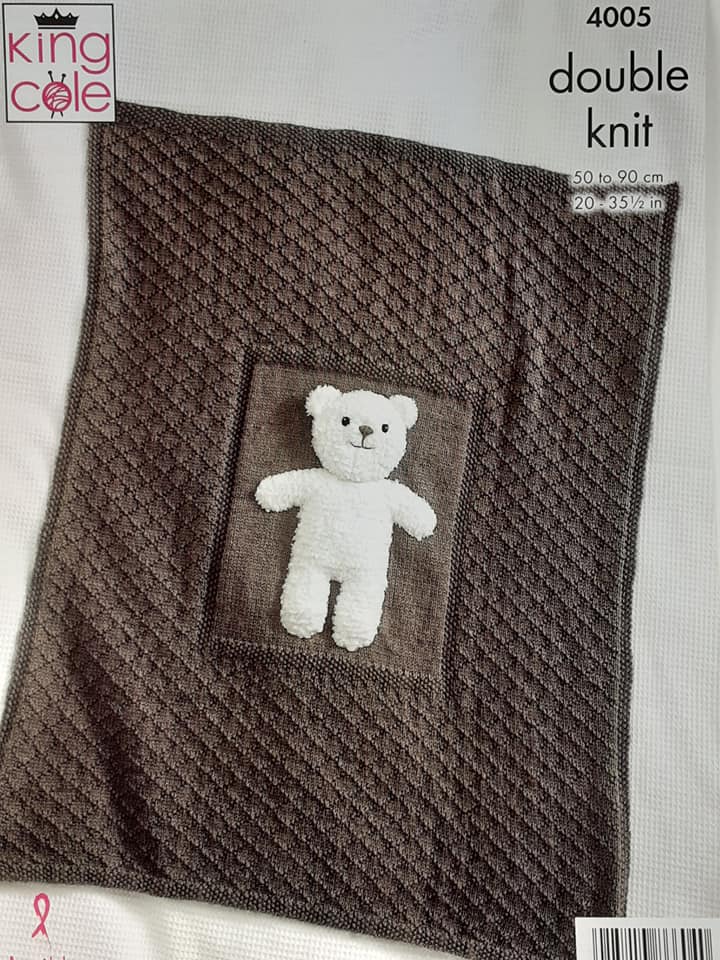 Baby Blankets and Teddy Bear Toy Knitted with Comfort DK & Cuddles DK