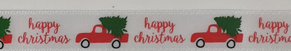 Christmas Ribbon: Satin: Car with Christmas Tree: 15mm