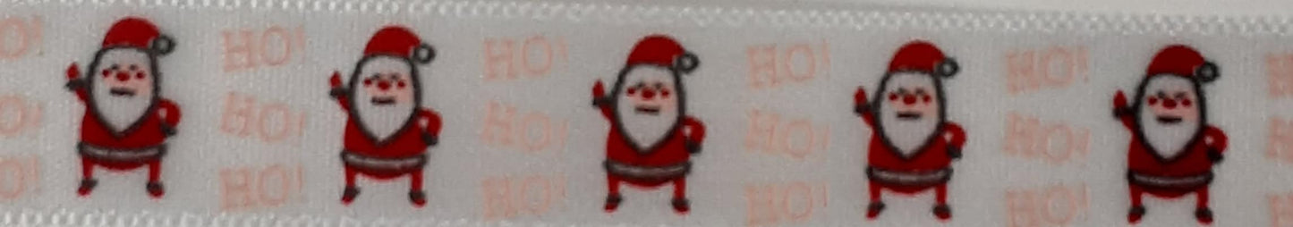 Christmas Ribbon: Satin: Ho Ho Ho Santa 15mm