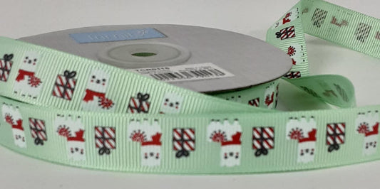 Christmas Ribbon: Grosgrain: Llamas 15mm