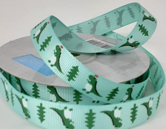 Christmas Ribbon: Grosgrain: Dinosaurs 15mm