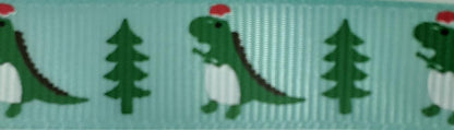Christmas Ribbon: Grosgrain: Dinosaurs 15mm