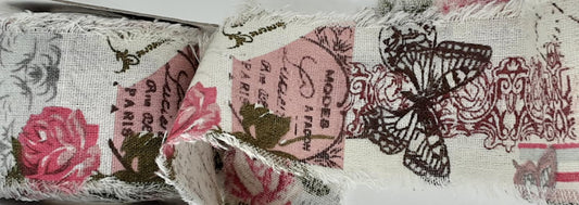 60mm Fringed French Inspired Burlap Ribbon