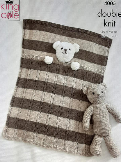 Baby Blankets and Teddy Bear Toy Knitted with Comfort DK & Cuddles DK