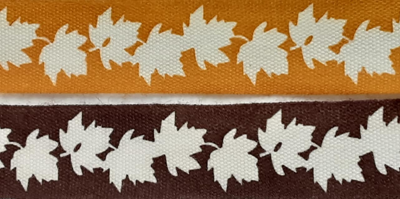 15mm Cotton Autumn Leaf Printed Ribbon