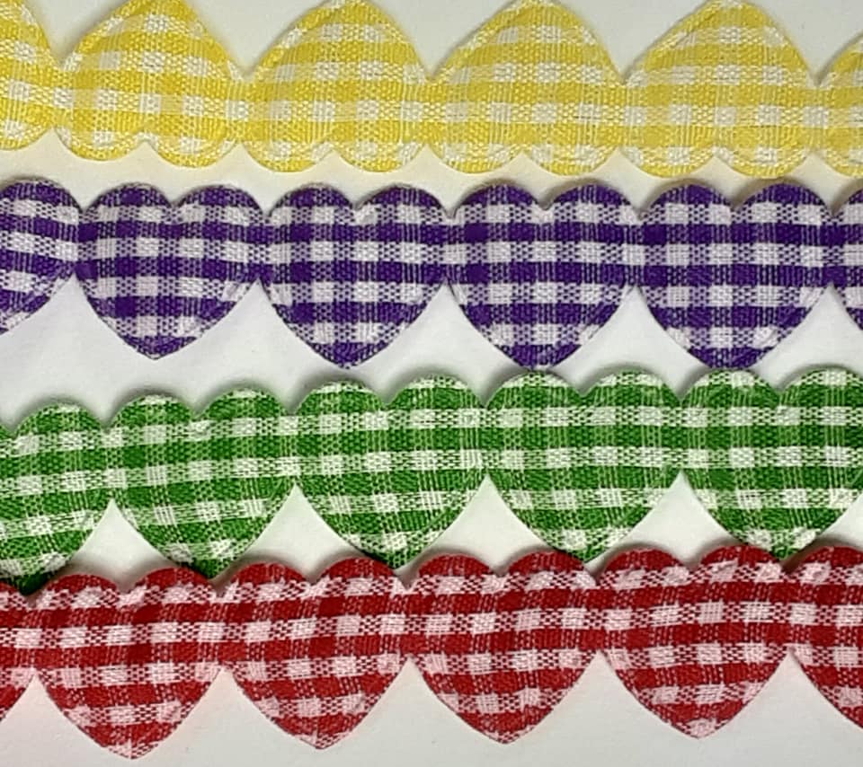 15mm Gingham Fabric Hearts