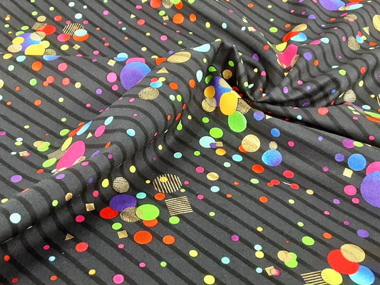 Gold & Multicoloured Shapes on Black