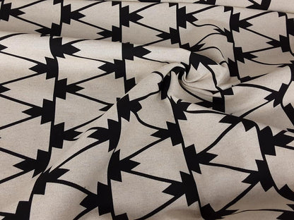 Linen Look Canvas Geometric- Black