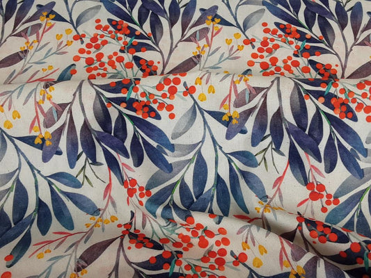 Little Johnny - Berry Plant Floral Digital Cotton