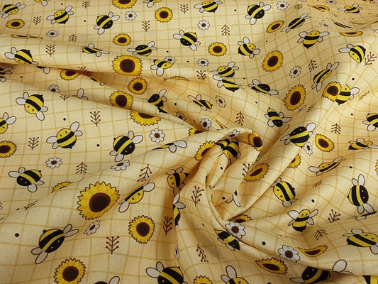 BUZZY BEES COTTON PRINTS-Yellow