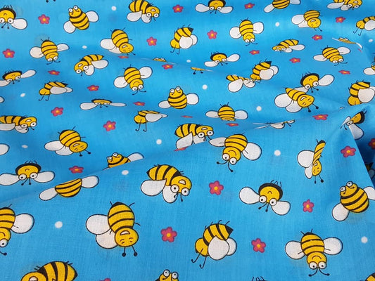 MP Bees Polycotton- Blue