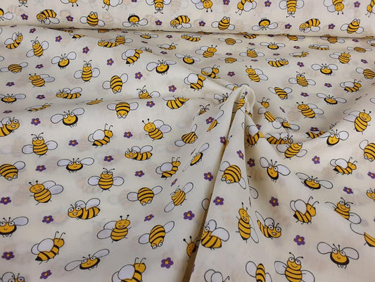MP Bees Polycotton- Cream