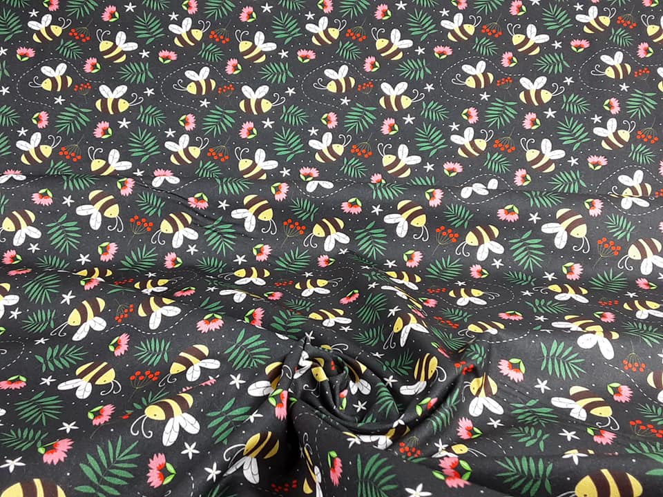 BUZZY BEES COTTON PRINTS-Black