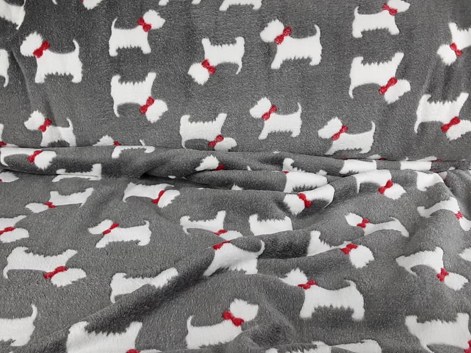 Scottie Dogs Cuddle Fleece Grey