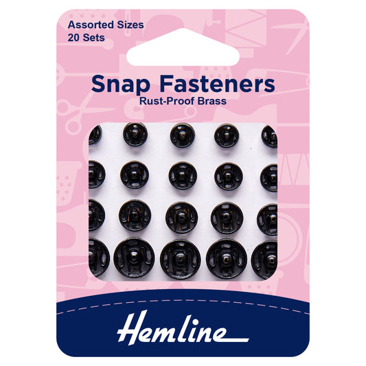 Sew On Snap Fasteners. Assorted Black