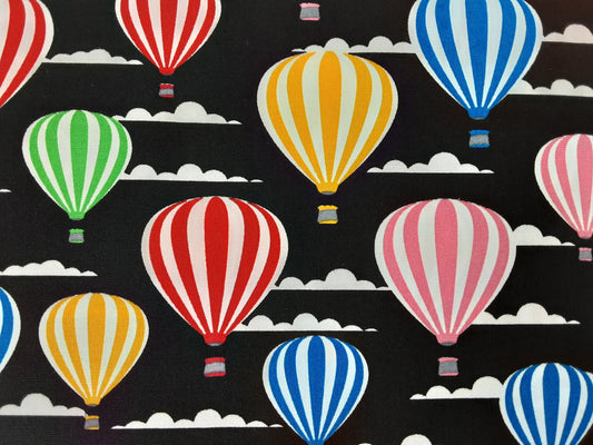 Cotton Poplin/Hot air Balloon, Black