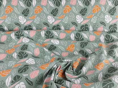 Jungle Leaves Green- Cotton Print