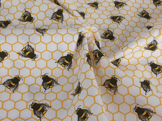 Bee Line- Cotton Print-Ivory