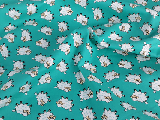 Flossy Sheep- Cotton Print- Green