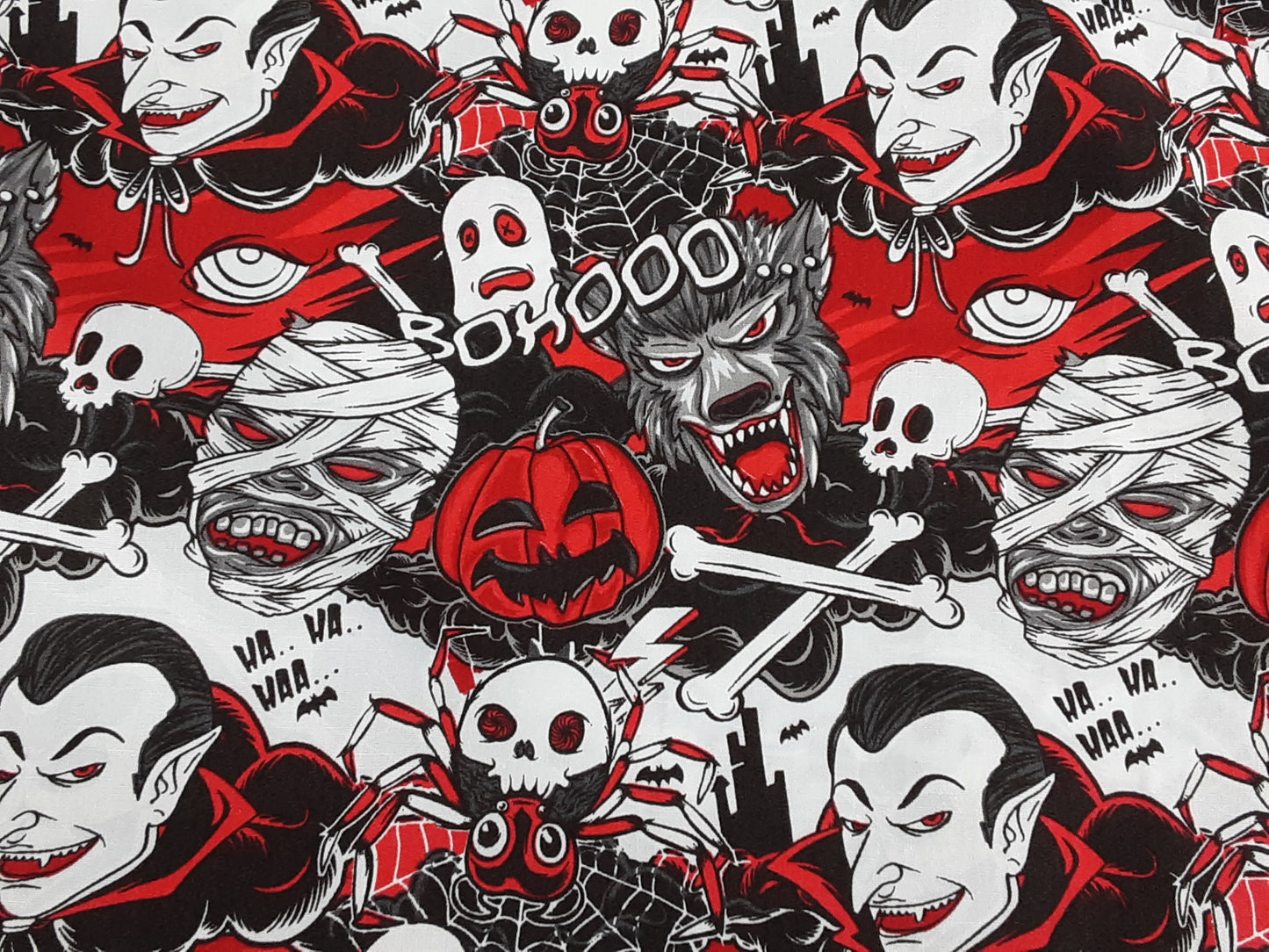 Halloween Comic Strip Cotton Poplin- Red