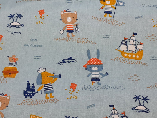 Organic Cotton Poplin- Pirates Ahoy