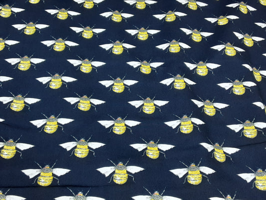 Bee Line- Cotton Print- Navy