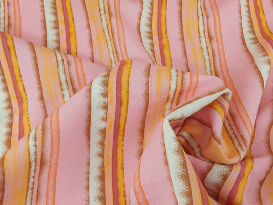 Pink and Orange Stripe Rayon Print