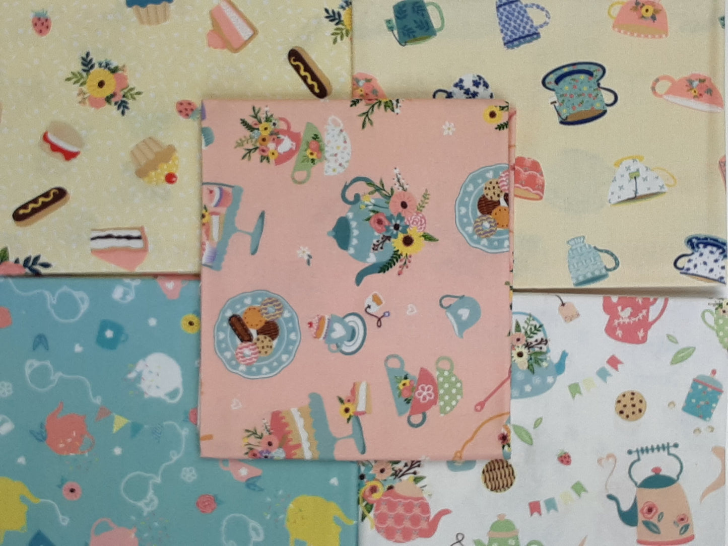 Tea Party Fat Quarter 5 Pieces.