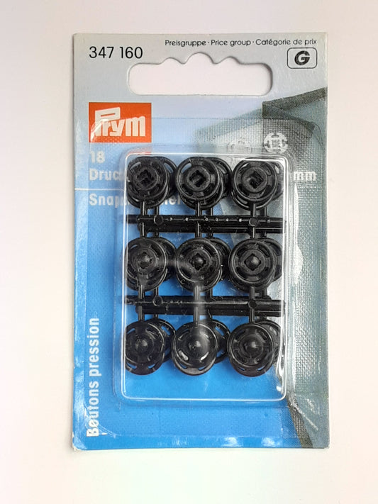 Prym Sew-On Snap Fasteners Plastic 10mm/  Black