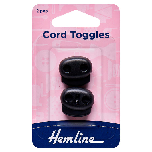 Adjustable Cord Toggles: 6mm: Black: 2 Pieces