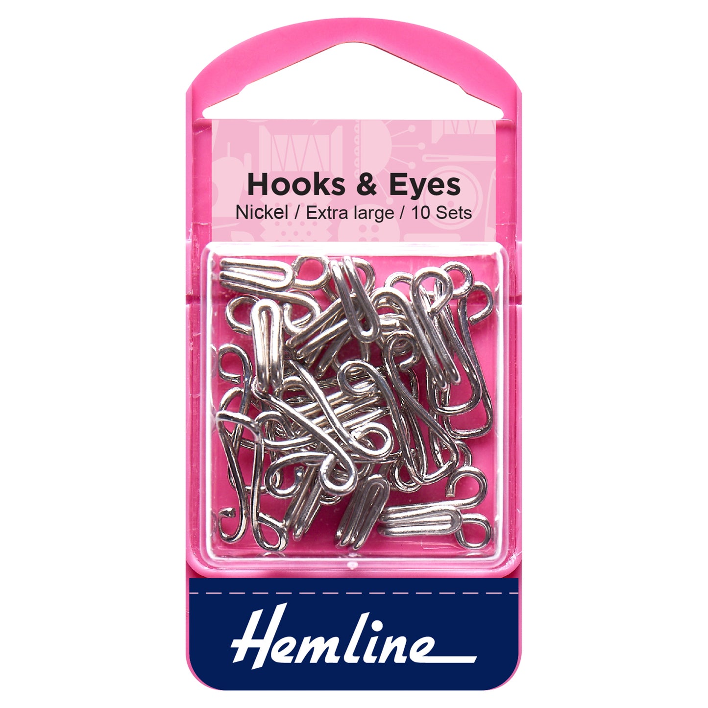 Hooks & Eyes Nickel/ Extra Large- 10 Set