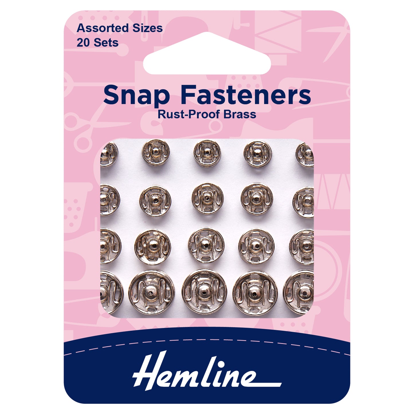 Snap Fasteners: Sew-on: Nickel: Assorted: Pack of 20