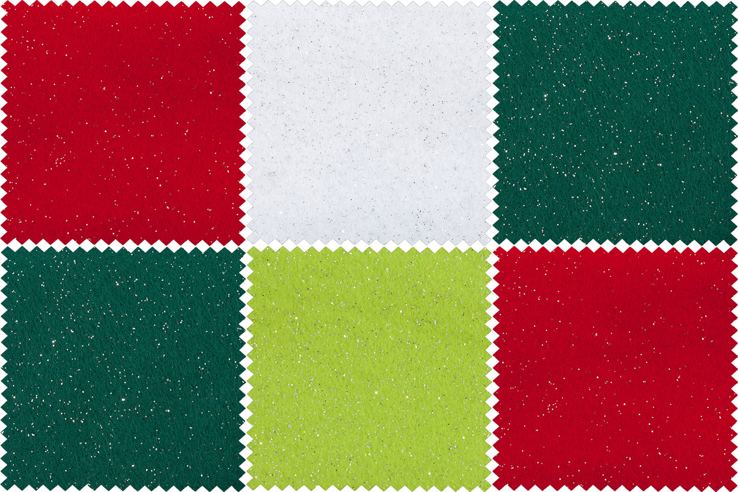 Felt Bundle: Acrylic: 23 x 30cm: Christmas Glitter: 6 Pieces: Assorted