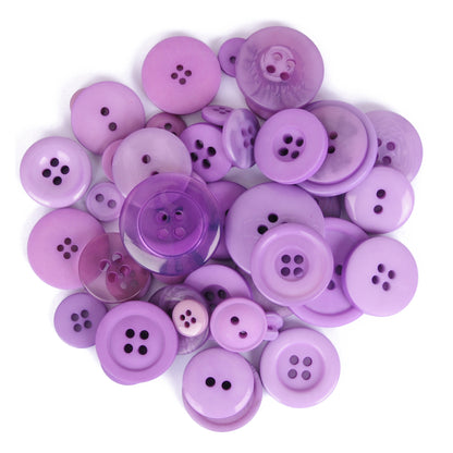 Buttons: Craft: Bag: Assorted Purple: 50g