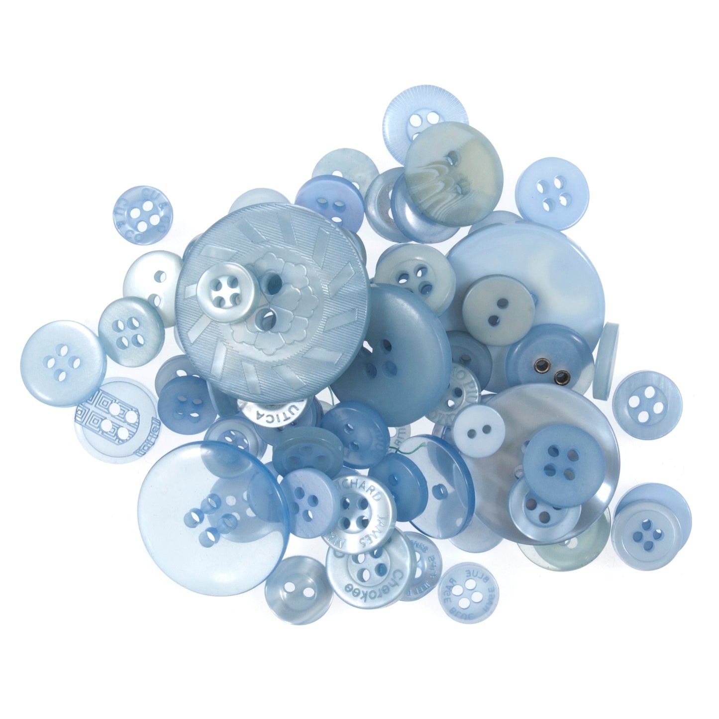 Buttons: Craft: Bag: Assorted Light Blue: 50g