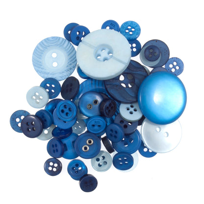 Buttons: Craft: Bag: Assorted Blue: 50g