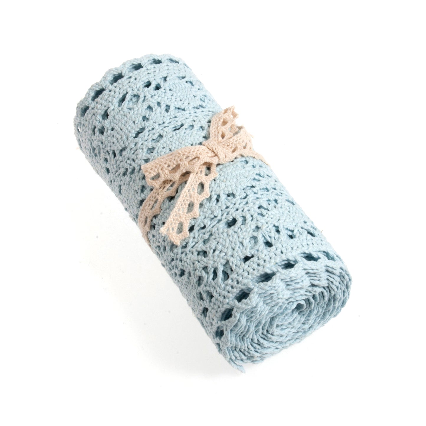 Trim: Cotton Lace Roll: 1.8m x 15cm- Light Blue