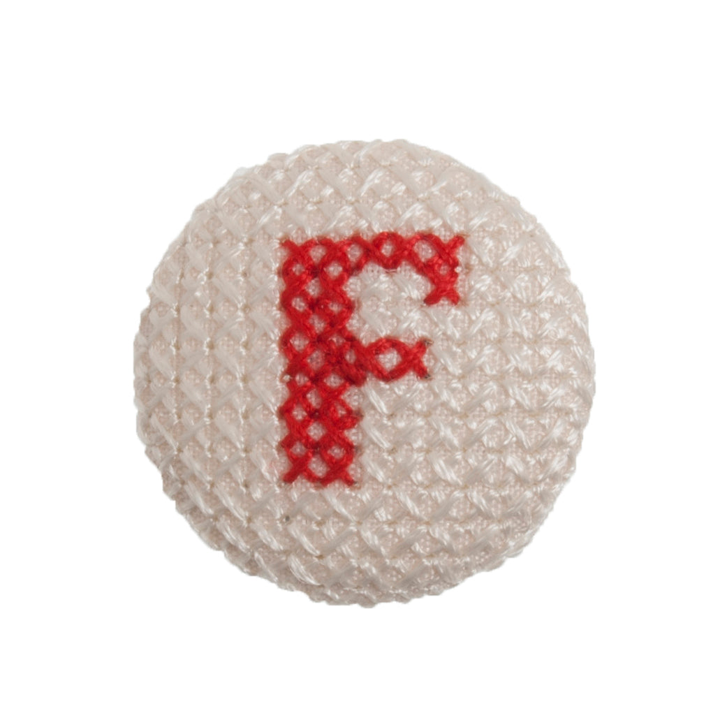 Cross Stitch Alphabet Button- F