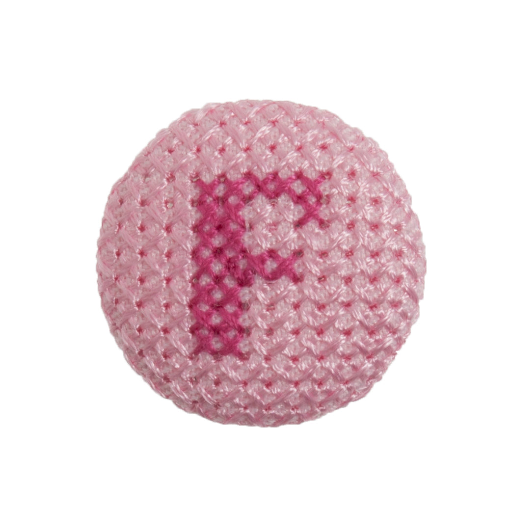 Cross Stitch Alphabet Button- F