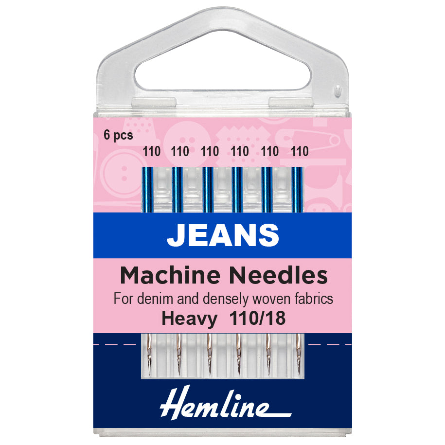 Sewing Machine Needles: Jeans: Heavy 110/18: 6 Pieces