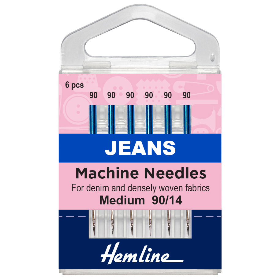 Sewing Machine Needles: Jeans: Medium/Heavy 90/14: 6 Pieces