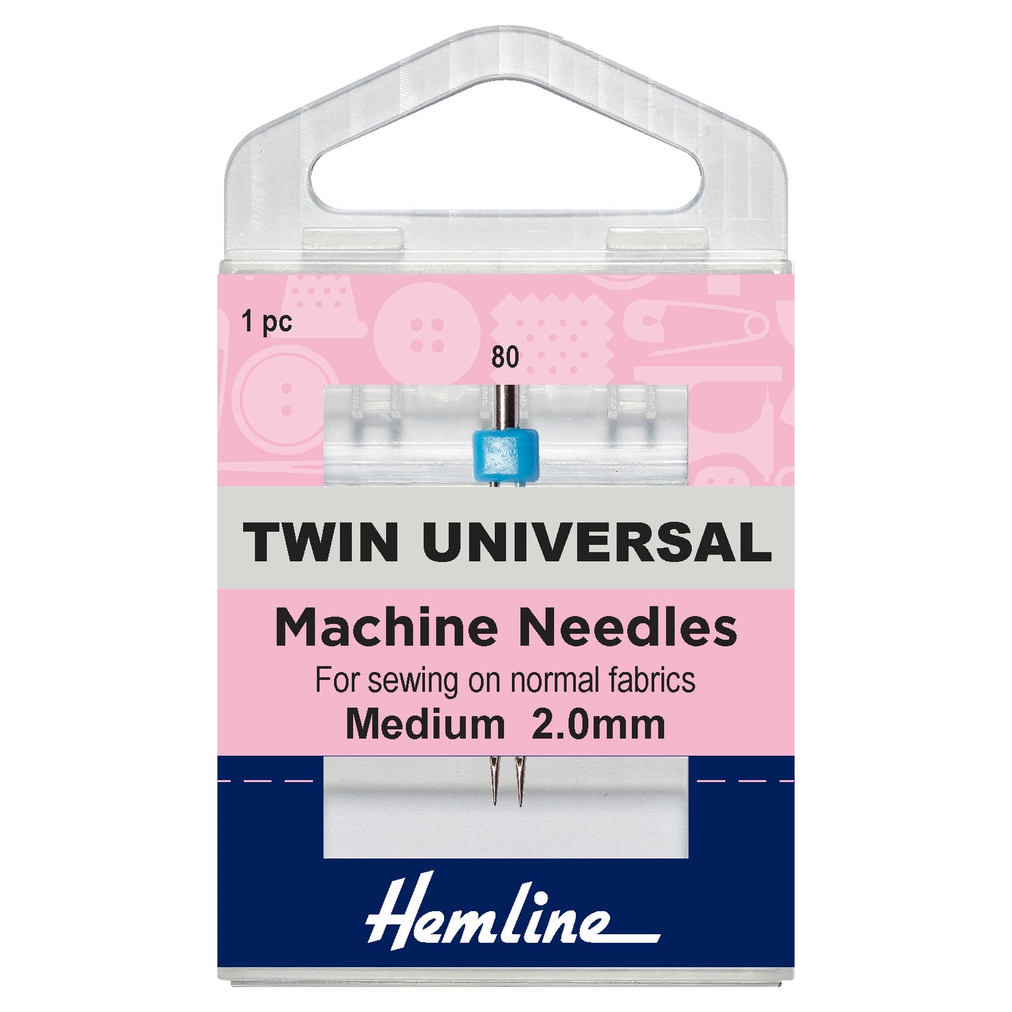 Sewing Machine Needles: Twin Universal: 80/12, 2.0mm: 1 Piece