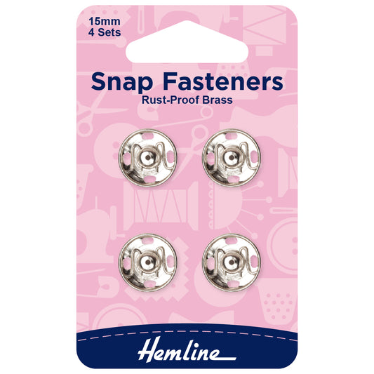Sew On Snap Fasteners Nickel 15mm