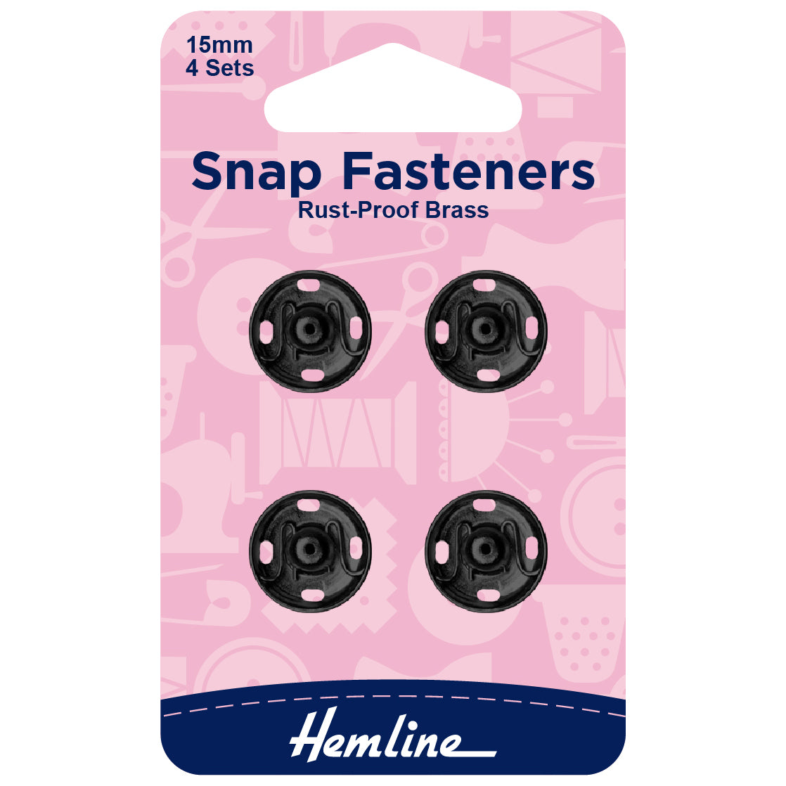 Sew On Snap Fasteners Black 15mm