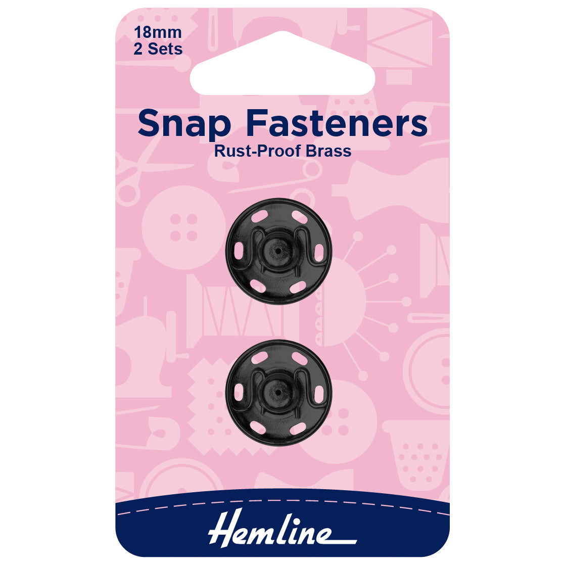 Sew On Snap Fasteners Black 18mm
