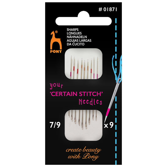 Hand Sewing Needles: Sharps: Sizes 7-9